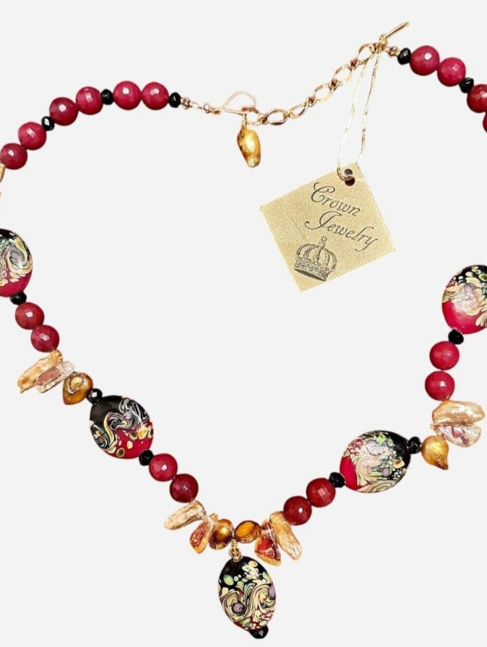 Crown Jewelry Natural Gemstone Statement Necklace